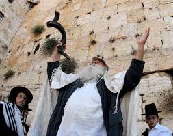 אדם תוקע בשופר בכותל